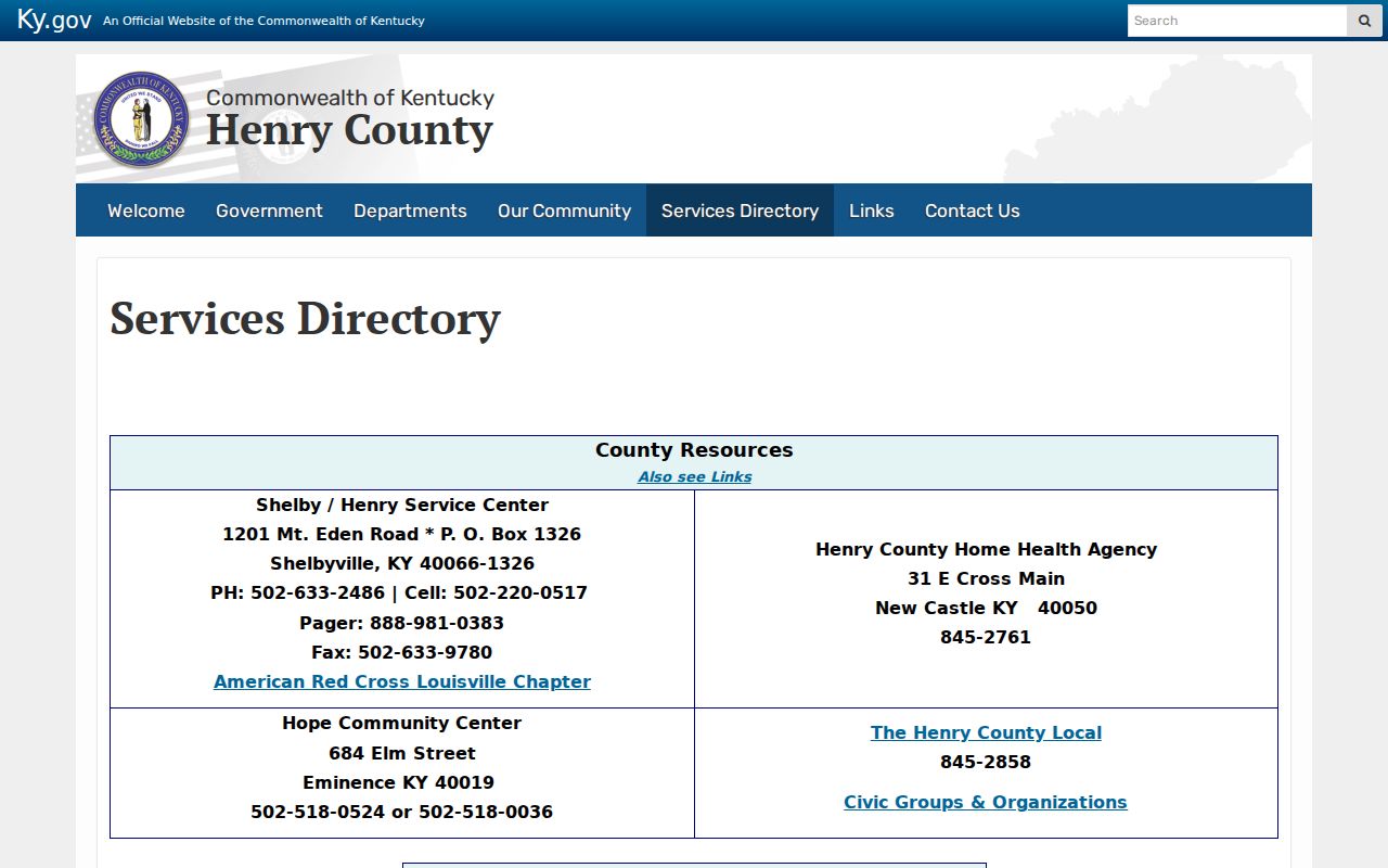 New Castle criminal records Henry County service directory