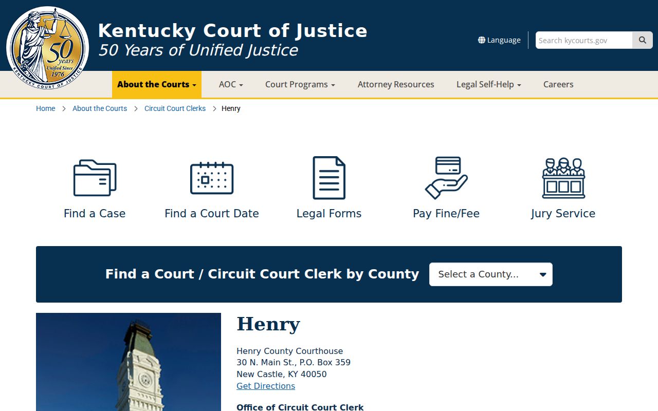Henry County criminal history courthouse and clerk information