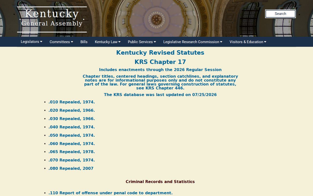 Henry County sex offender registry law and Kentucky statutory access